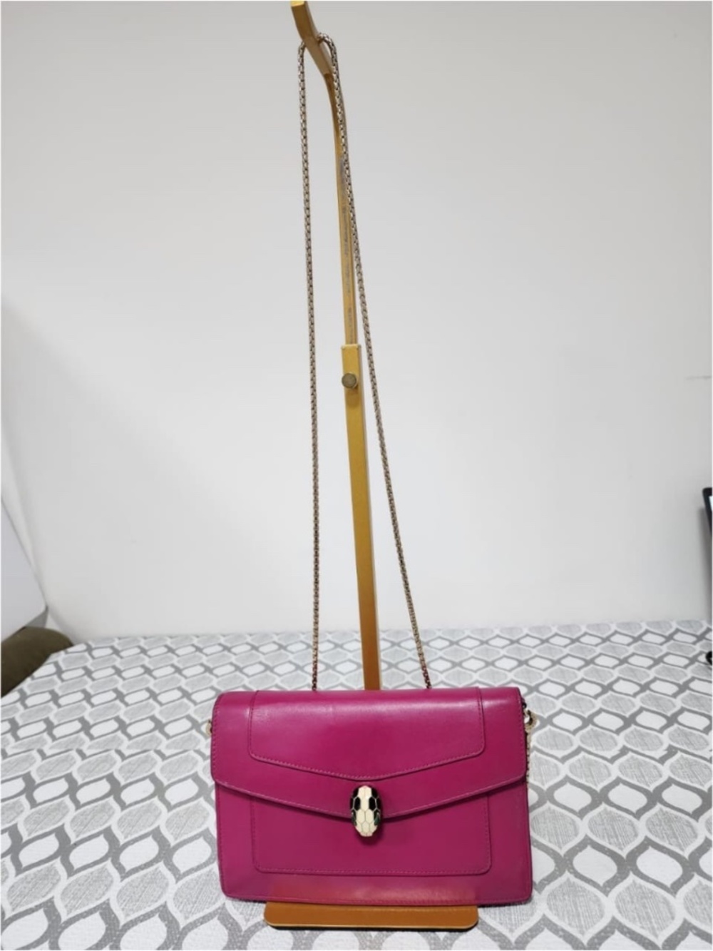 Authentic BULGARI Calfskin Serpenti Small Forever Crossbody Bag Pink